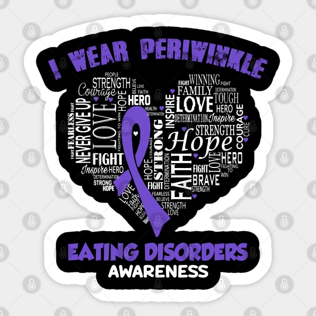 I Wear Periwinkle  For Eating Disorders Awareness Faith Hope Love - Heart Ribbon Awareness Sticker by BoongMie